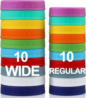 10daxiao-cai Aozita 10 Wide Mouth And Regular Mason Jar Lids - 20 Pack Multicolor