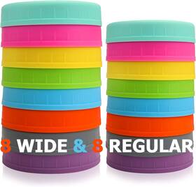 8541898750 Aozita 16 Pack Colored Plastic Mason Jar Lids Fits Ball 8w And 8r - 1