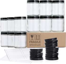 Z75-claeraz Aozita 12 Pack 8 Oz Thick Glass Jars With Lids Clear Candle White