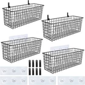 Zz2-dl4hei Aozita 4 Set Extra Large Hanging Wall Mount Storage Baskets Black