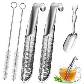 Apoimna 734931952618 2 Pcs Stainless Steel Tea Infusers With Scoop And Cleaning Brush Long Ha