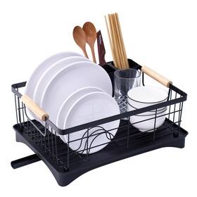 Appletofu 161140737172 Black Dish Drying Rack With Beechwood Handles - Modern Aesthetic Di... Fast Ship Appletofu 161140737172 Black Dish Drying Rack With Beechwood Handles - Modern Aesthetic Di... Fast Ship
