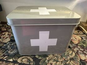 St-6087-cad Aq Nwt Organizational Divided Metal First Aid Tin Caddy Hinged Lid Removable Tray St-6087-cad Aq Nwt Organizational Divided Metal First Aid Tin Caddy Hinged Lid Removable Tray