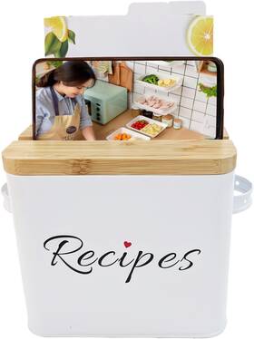 Rbm-01 Arborway Recipe Box 4x6 Set With Stylish And Durable Metal Bamboo Lid 50 Cards
