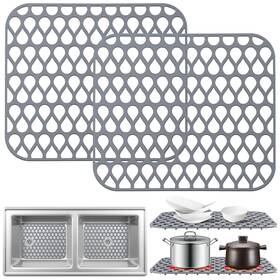 Asdicoxb 963568364483 Silicone Kitchen Sink Mats Protector Mat With Diy Drain Hole 2p
