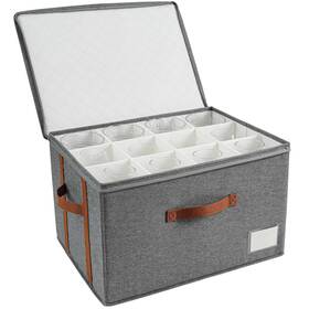 Asitdroh 717687784054 Stemware Storage Cases Wine Glass Box With Dividers Holds 12 Red Or