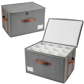 Asitdroh 717687784092 Stemware Storage Cases Wine Glass Box With Dividers Holds 12 Red Or W