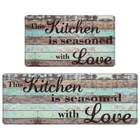 Od263-pvc-2-k-p Aspmiz Od263-pvc-2-k-p#2 Farmhouse Kitchen Rugs Sets Of 2 Personalized Mats Cushioned Anti Fa