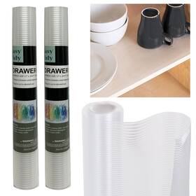Ap69335-style2-2pc Atb 2 Roll Non Adhesive Drawer Liner No Slip Grip Ribbed 12 Inch X30 Shelf Mat Pad Clear