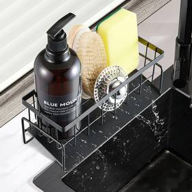 Auderhine 710329390620 Sponge Holder For Kitchen Sink Caddy With Auto Draining Tray Self Drai