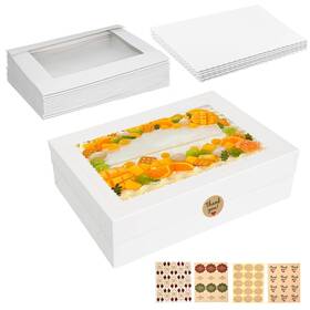 Au2190 Aufind 8pcs Cake Boxes With Board 19x14x4.5 Inches White Bakery W