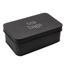Auldhome Design 651174978055 Enamelware Tea Bag Box Black Classic Sleek Style Storage Tin