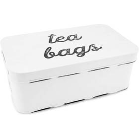 Sh-1375 Auldhome Design Farmhouse Tea Bag Box White Vintage Retro Style Enamelware Storage Tin