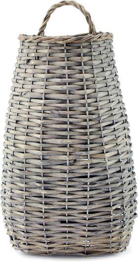 1653 Auldhome Design Sh Wall Hanging Pocket Basket Long Gray Washed