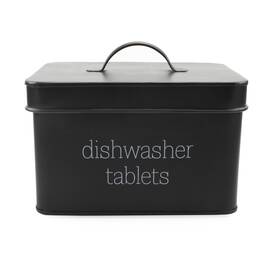 2145 Auldhome Design Sh Enamelware Dishwasher Pod Holder Black Tablet Container Kitchen Storage Tin