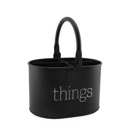4-compartment Auldhome Design Sh 2146 Contemporary Black Enamelware Caddy ... Fast Ship
