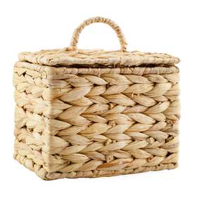 2459 Auldhome Design Sh Water Hyacinth Pod Holder For Dishwasher / Laundry Pods Woven Storage Basket