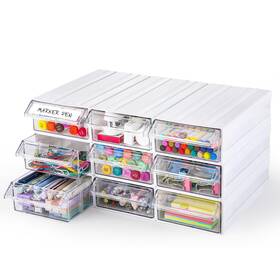 Aulock 213674913201 9 Pcs Stacking Office Drawer Organizers - Desktop And Wall Mounted Sto
