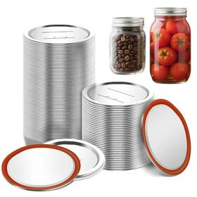 53027 Auuti 100pcs Mason Jar Lids For Wide And Regular Mouth Jars - Canning 70mm Silver