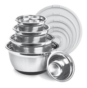 Av-5pc-lid-silicone Avador Premium Stainless Steel Mixing Bowls With Lids Non-slip Set Of 5 Mixi
