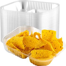 Avant Grub 817244029182 Anti-spill Large 6x8 Inch Plastic Nacho Trays 125 Pack. Reusable 2 Compartme