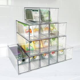 Azezo 753570543308 16-pack Tea Bag Drawers Organizer - 16 Clear Plastic Drawer Holder S Azezo 753570543308 16-pack Tea Bag Drawers Organizer - 16 Clear Plastic Drawer Holder S