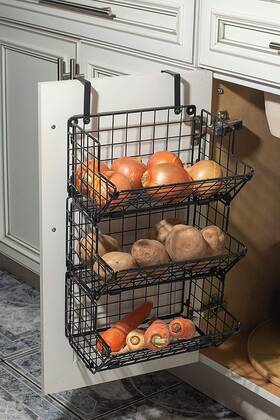B.n.d Top 860516002659 Under Sink Organizers And Storage Hanging Fruit Basket 16x10x8 Inch Black