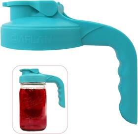 68218 Baflan Mason Jar Pour Spout Lid With Handle For Wide Mouth Jars Pitcher Teal