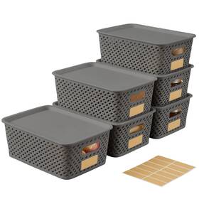 H2502slg-6s Bagnizer Small Plastic Twill Woven Storage Baskets With Lids Stackable Organ H2502slg-6s Bagnizer Small Plastic Twill Woven Storage Baskets With Lids Stackable Organ