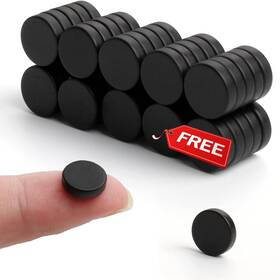 Bakers Dozen 659725406200 Premium 30 Pcs Black Small Magnets 10x2.6 Mm Round Brushed Refrigerator Mag