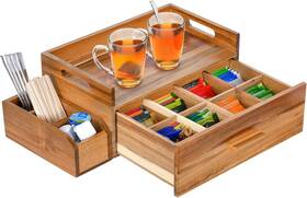 Ba-tb-r1 Balaipor Acacia Wood Tea Bag Organizer Wooden Storage Box Large Color