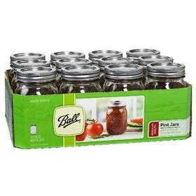 Ball 013341020958 12 Mason Jar With Lid - Regular Mouth 16 Oz By Jarden 12-pack Clear