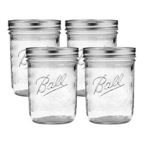 Ball 014400700408 Wide Mouth Glass Mason Jars With Lids And 16 Ounce Pack Of 4 Pint