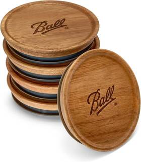 2167518 Ball Jar Lids 5 Pack Wooden Storage Of Brown
