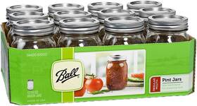16-ounces Ball 766871530403 Regular Mouth Mason Jar With Lids And Bands 12-pack Clear