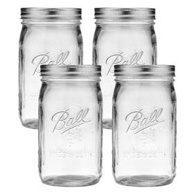 B0d6x6p9h6 Ball Glass Mason Jars With Lids And Bands Used 32 Ounce Pack Of 4 Quart
