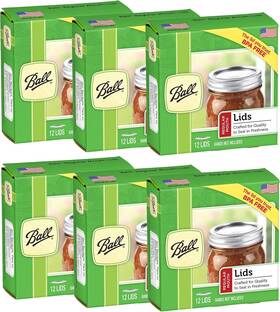 Chu-fang-147 Ball Regular Mouth Lids For Glass Mason Jars 12 Count Pack Of 6