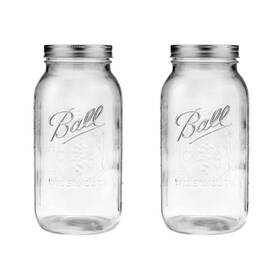Jar68100ea-2 Ball Wide Mouth Glass Mason Jars With Lids 64 Ounce Pack Of 2 Half Gallon