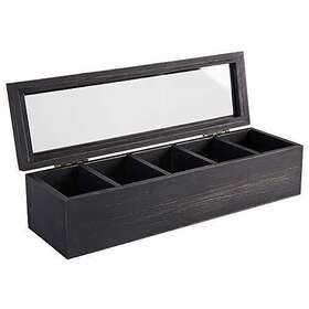 Balterff 762802830123 Tea Box Wooden Bag Organizer 5 Compartments Packet Collection Black