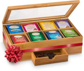 Bamb Si 705353720222 Tea Bag Organizer - Bamboo Box Storage Holder With Dr