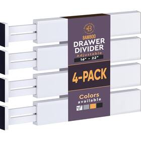 Bambusi 426995666978 4 Pack Drawer Dividers Bamboo 2.6 Inch High 16-22 Adjustable