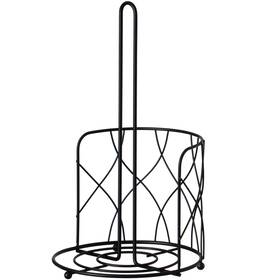 Basicwise 651355044500 Freestanding Black Iron Towel Paper Holder Stand Roll