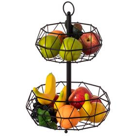 Basicwise 651355044739 2 Tier Free Standing Countertop Fruit Basket For Kitchen