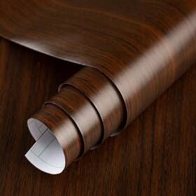 Bayya 788492916527 Dark Brown Walnut Wood Grain Paper Waterproof Peel And Stick Wallpaper Black