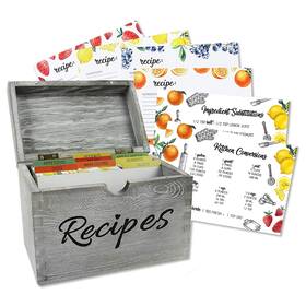 Bb Baking & Beyond 750258855944 Recipe Box Rustic Pinewood Storage With 100 Cards 9 Dividers Vintage