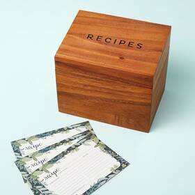 Be Home 753386386137 Acacia Wood Recipe Box And Cards Set