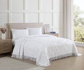 Beatrice Home Fashions 048986893599 Twin White Lotus Medallion 100% Cotton Che... Fast Ship Beatrice Home Fashions 048986893599 Twin White Lotus Medallion 100% Cotton Che... Fast Ship