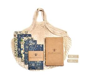 Bee Carefree 719281858087 4-pack Reusable Beeswax Wraps With Produce Bag And 2 Bars Fast Ship
