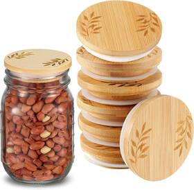 Gre-beeveer-2766 Beeveer 8 Pcs Regular Mouth Lids For Mason Jars 2.76ftft Reusable Wooden Wood Color