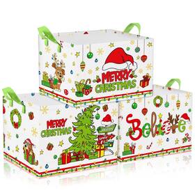 Gre-beeveer-4648 Beeveer 3 Pcs Foldable Christmas Storage Bins With Handle Green Tree Shelf Ba Gre-beeveer-4648 Beeveer 3 Pcs Foldable Christmas Storage Bins With Handle Green Tree Shelf Ba